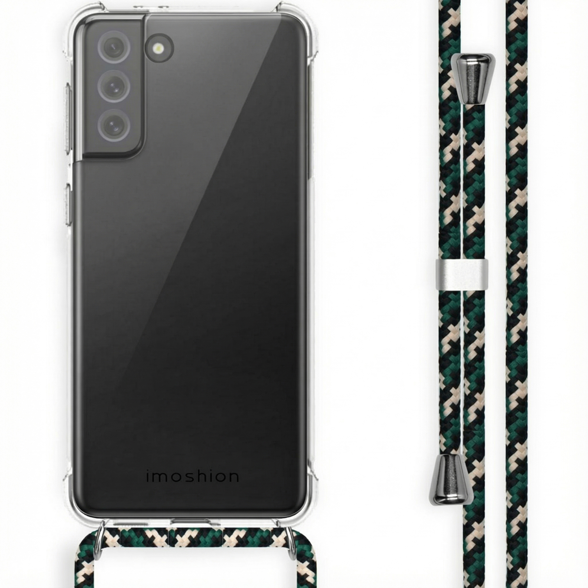 imoshion Transparentes Backcover mit Band für das Samsung Galaxy S21 FE - Green Multi Color