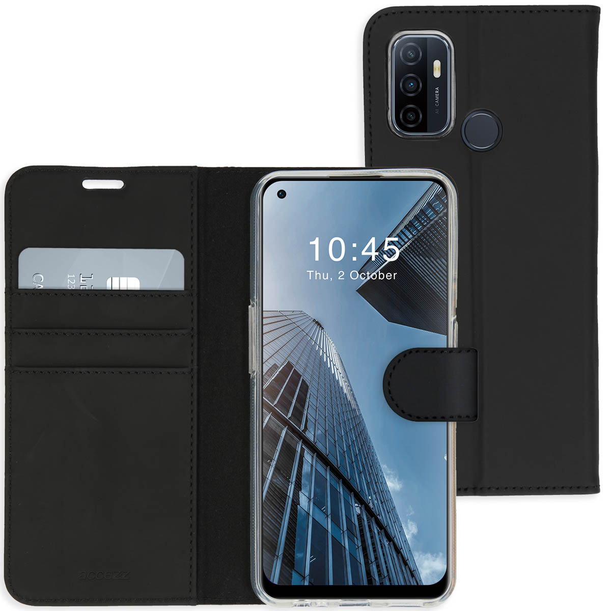 Accezz Wallet TPU Klapphülle für das Oppo A53 / Oppo A53s - Schwarz