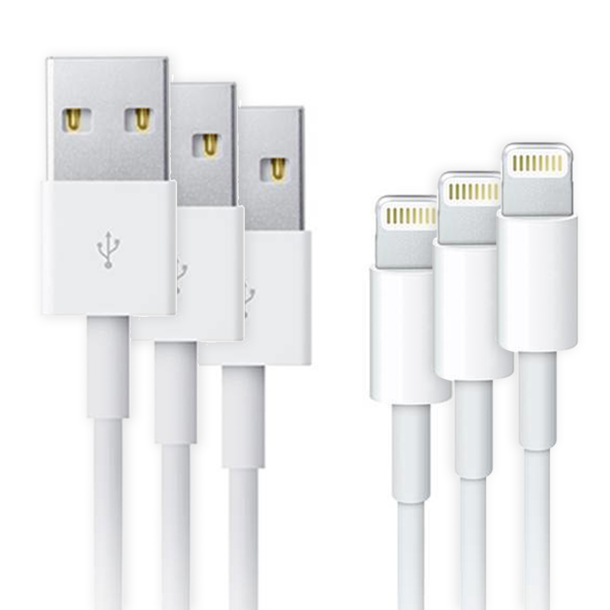Markenlos 3x Lightning auf USB-Kabel - 1 Meter - Weiß