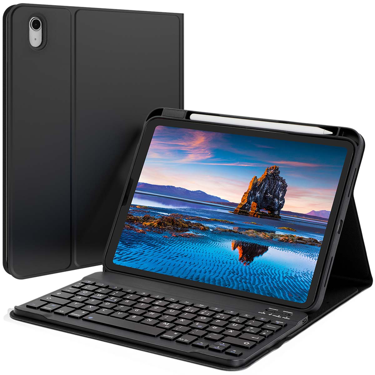 Accezz Bluetooth Keyboard Klapphülle für das Apple iPad 11 (2025) 11 Zoll A16 / iPad 10 (2022) 10.9 Zoll - QWERTZ / DE - Schwarz