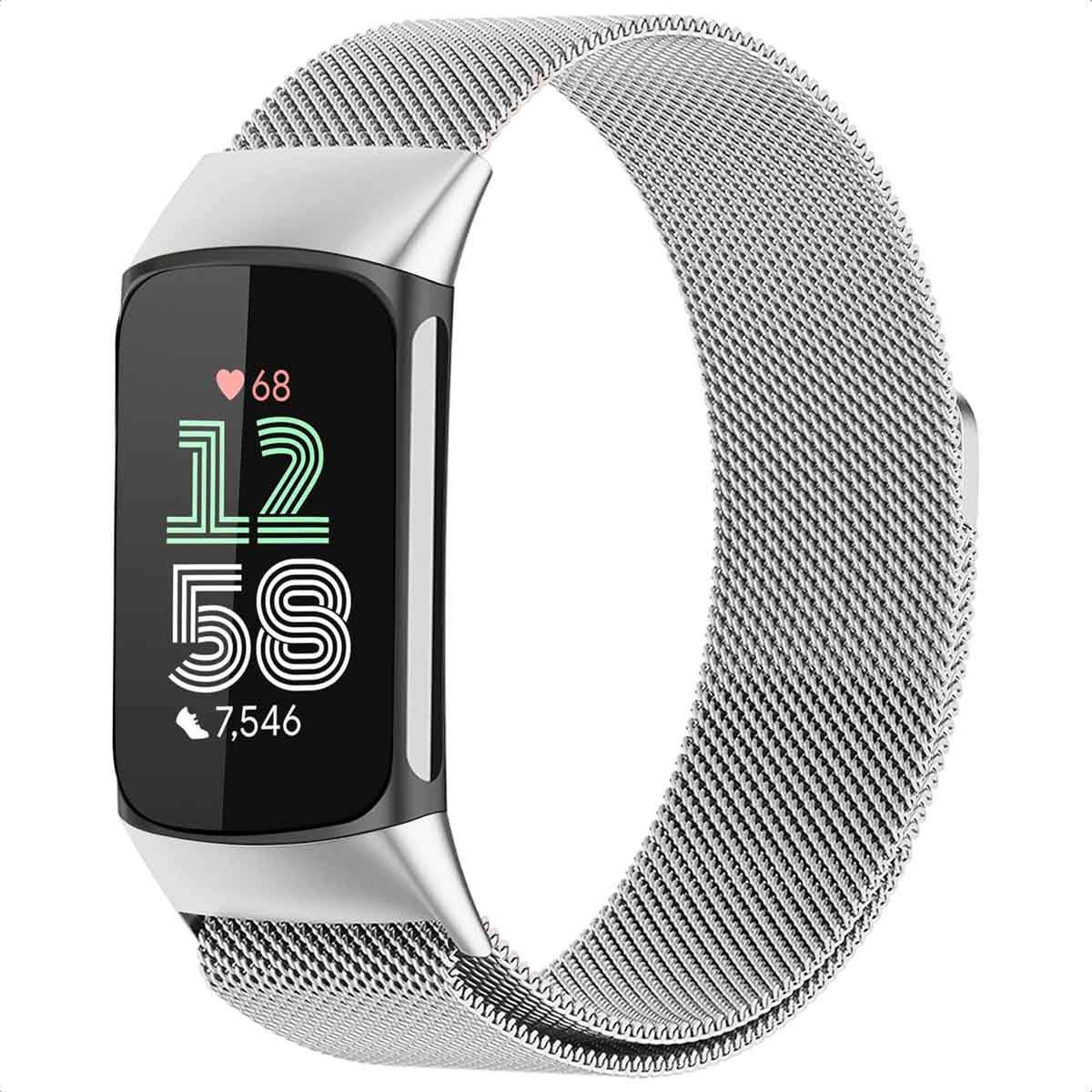 imoshion Magnetisches Milanaise Armband für das Fitbit Charge 5 - Größe M - Silber
