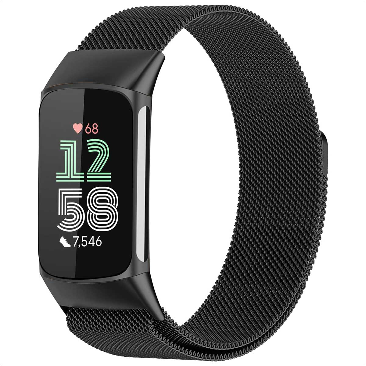 imoshion Magnetisches Milanaise Armband für das Fitbit Charge 5 - Größe M - Schwarz