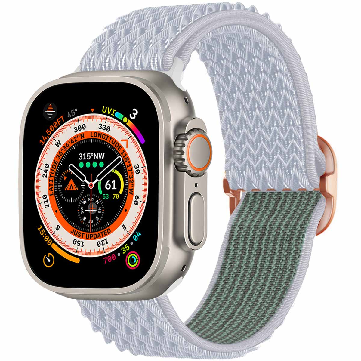 imoshion Elastisches Nylonarmband für Apple Watch | 44/45/46/49 mm - Hellgrau