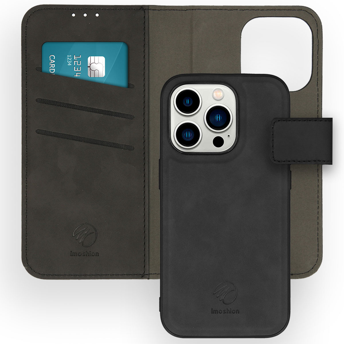 imoshion Entfernbare 2-1 Luxus Klapphülle für das Apple iPhone 14 Pro - Schwarz