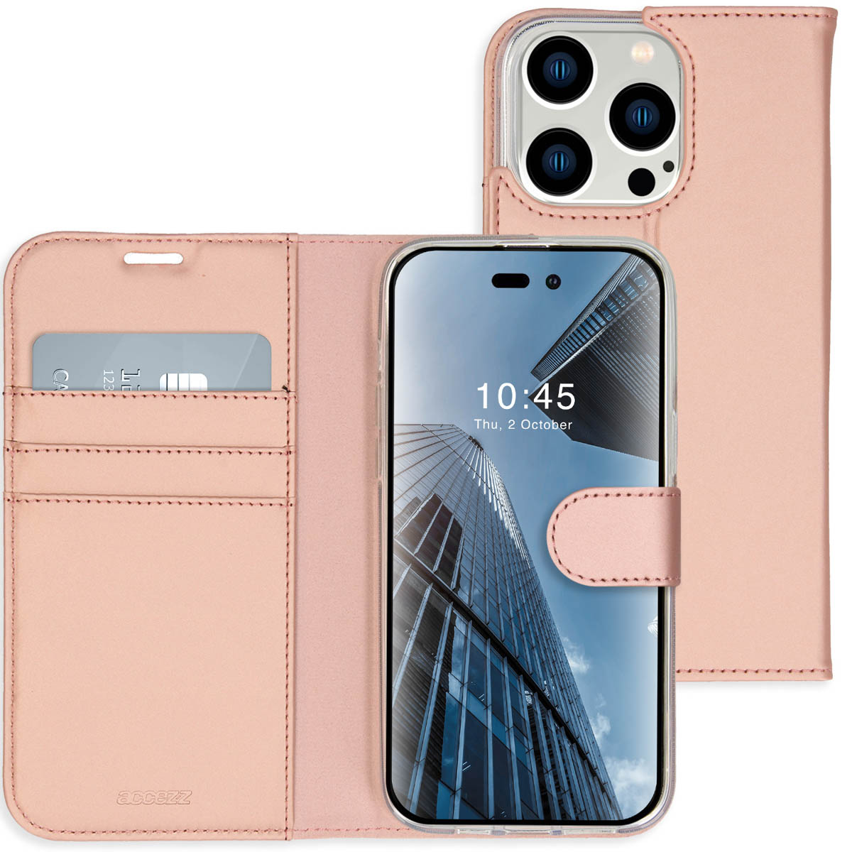 Accezz Wallet TPU Klapphülle für das Apple iPhone 14 Pro Max - Rosé gold