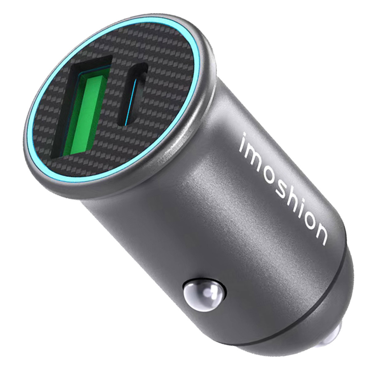 imoshion Mini-Autoladegerät - 2 Anschlüsse – USB-A–Schnellaufladung – USB-C-Stromversorgung - 60 Watt – Schwarz