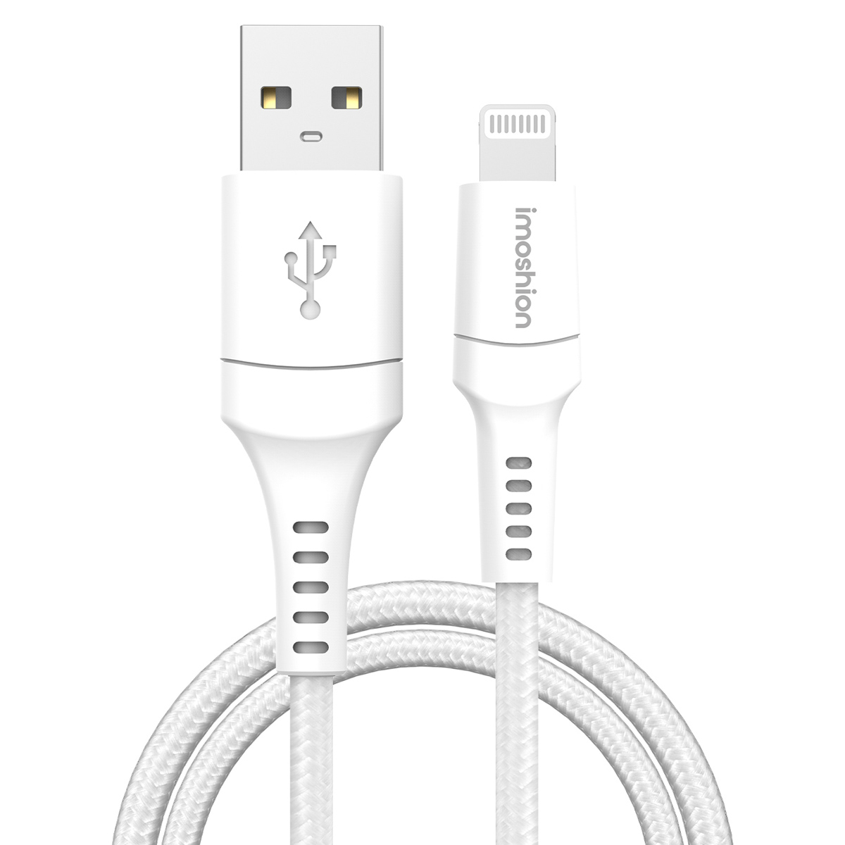 imoshion ﻿Lightning- auf USB-Kabel – nicht MFi-zertifiziert – Geflochtenes Gewebe – 1 m – Weiß