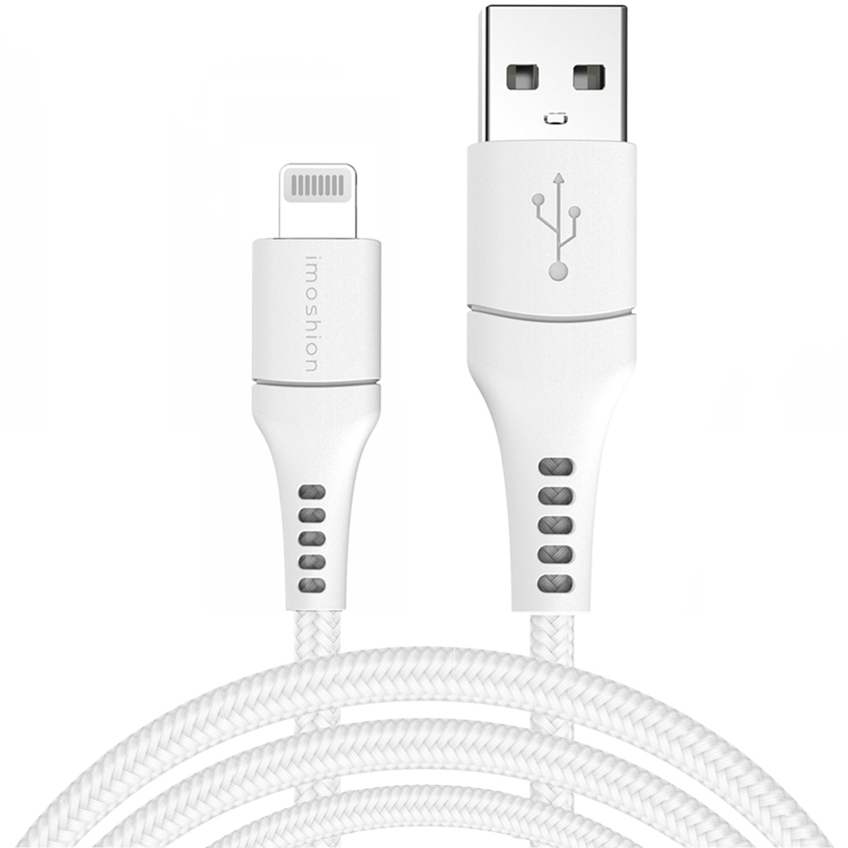 imoshion ﻿Lightning- auf USB-Kabel – nicht MFi-zertifiziert – Geflochtenes Gewebe – 3 m – Weiß