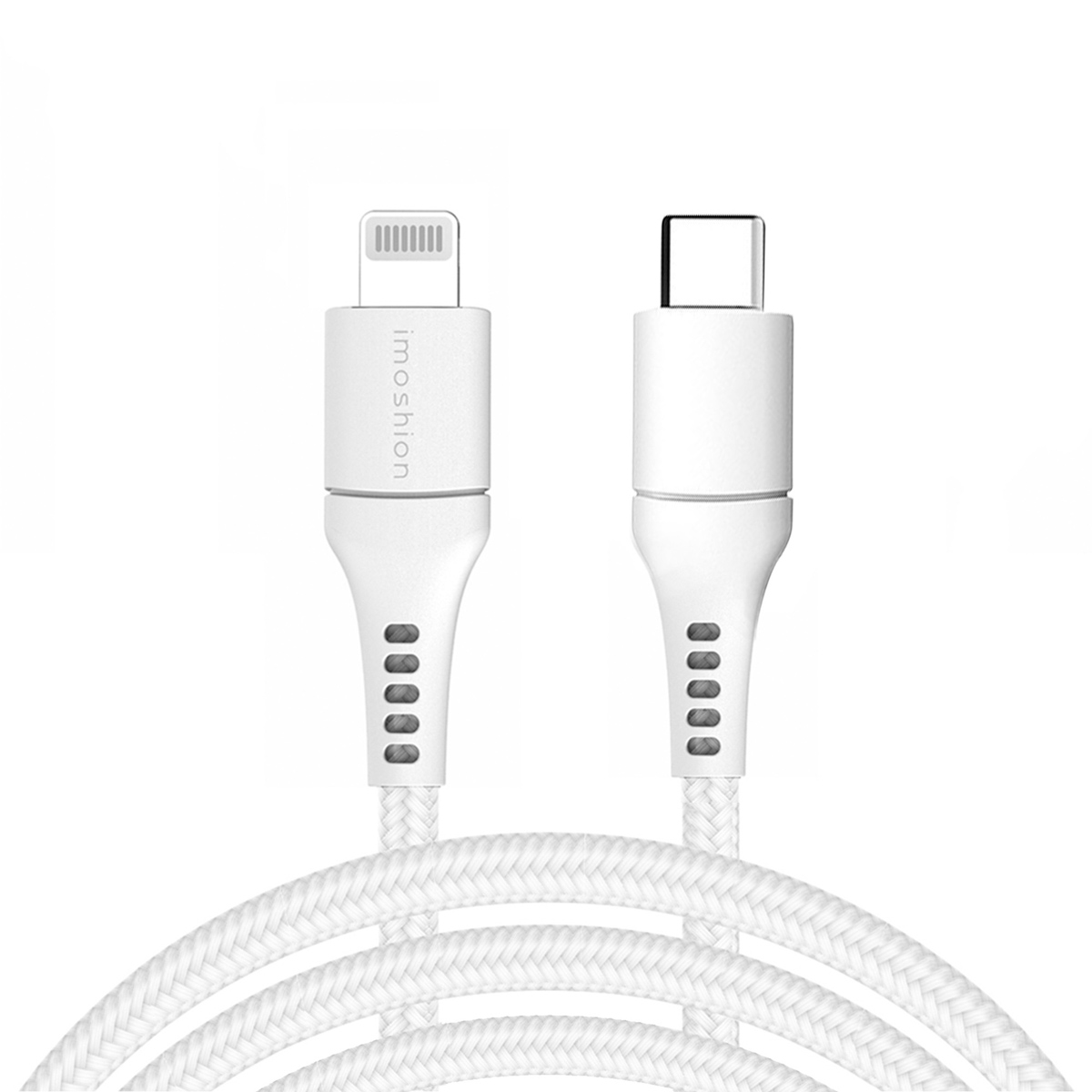 imoshion Lightning- auf USB-C-Kabel – nicht MFi-zertifiziert – Geflochtenes Gewebe – 3 m – Weiß