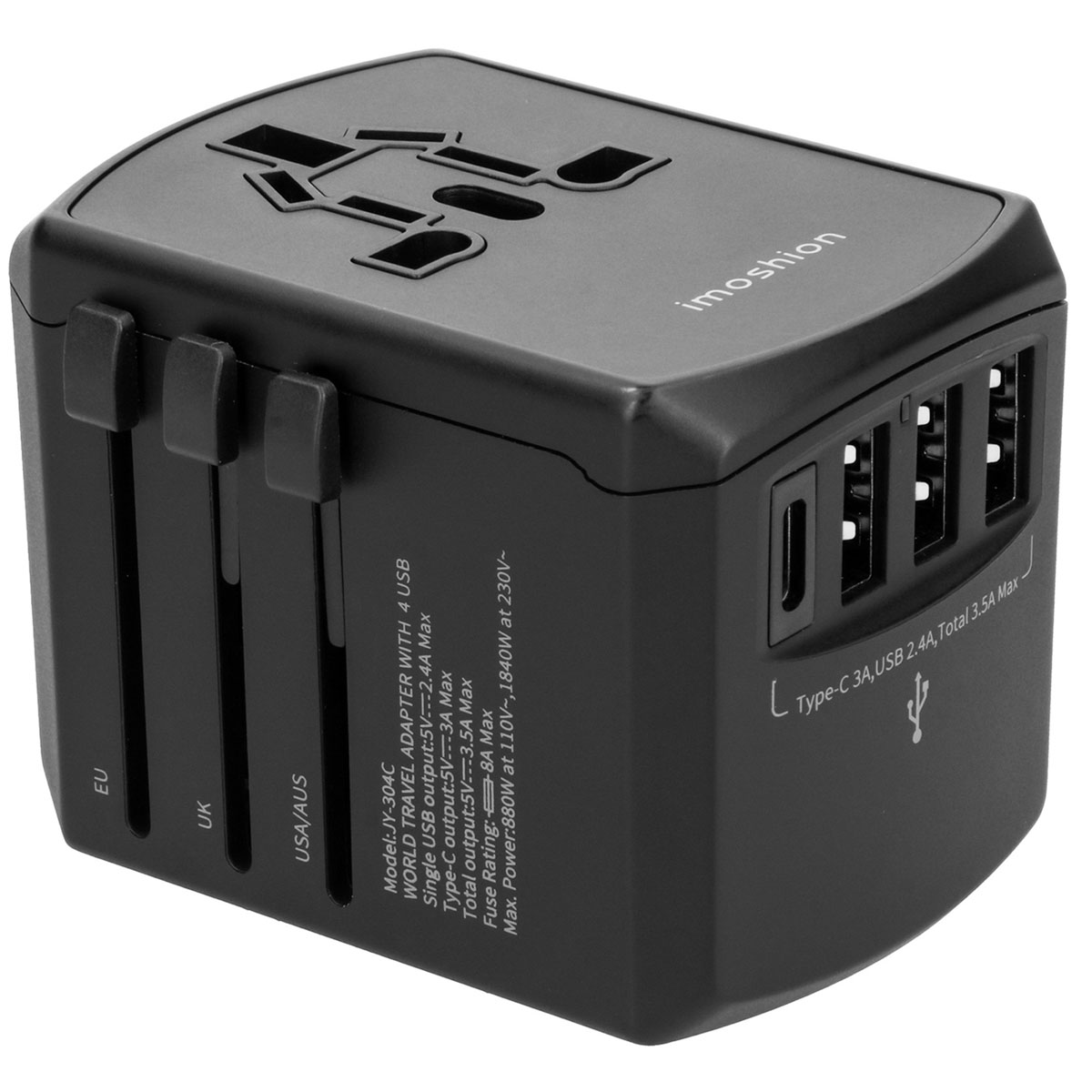 imoshion Universalreiseadapter - USB-C & USB-A - Schwarz