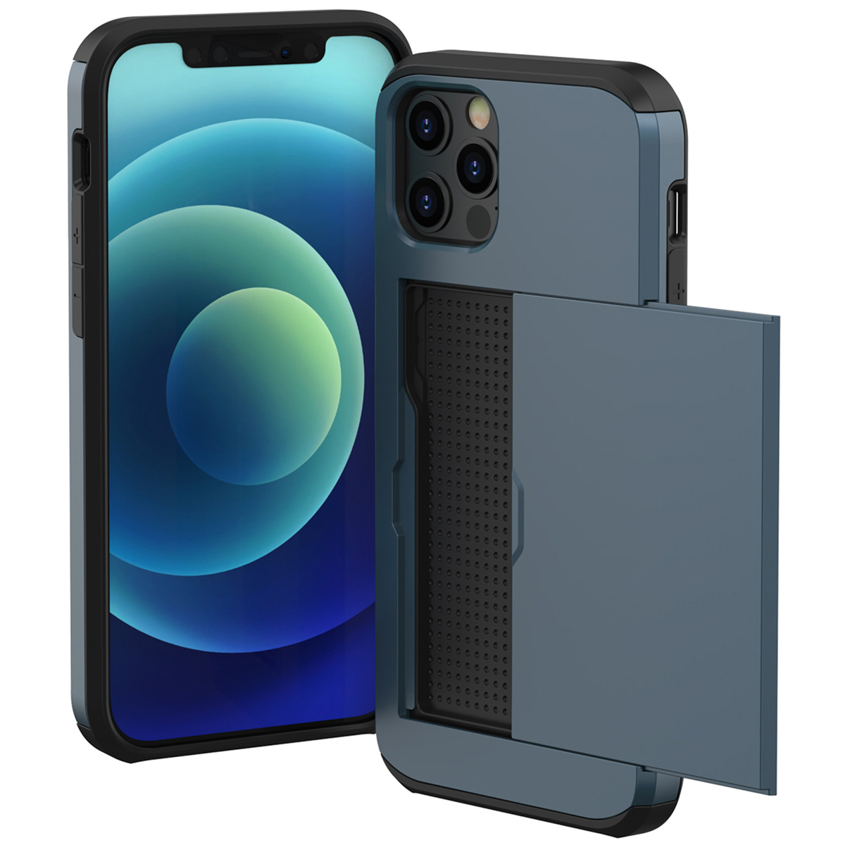 imoshion Backcover mit Kartenfach für das Apple iPhone 12 (Pro) - Dunkelblau