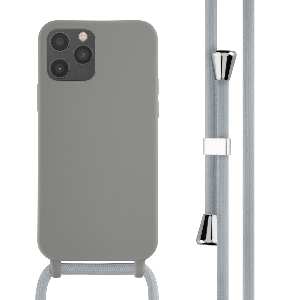imoshion SilikonHülle mit Band für das Apple iPhone 12 (Pro) - Hellgrau