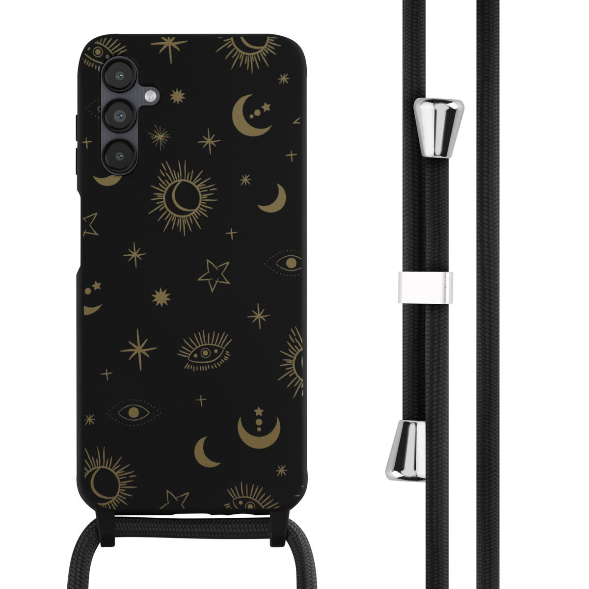 imoshion SilikonHülle design mit Band für das Samsung Galaxy A14 (5G/4G) - Sky Black