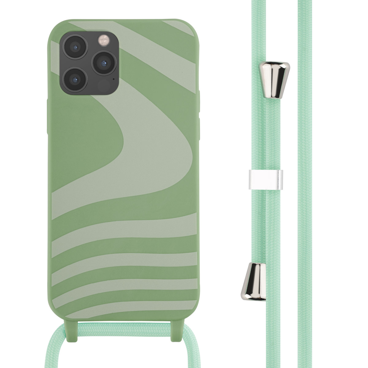 imoshion SilikonHülle design mit Band für das Apple iPhone 12 (Pro) - Retro Green