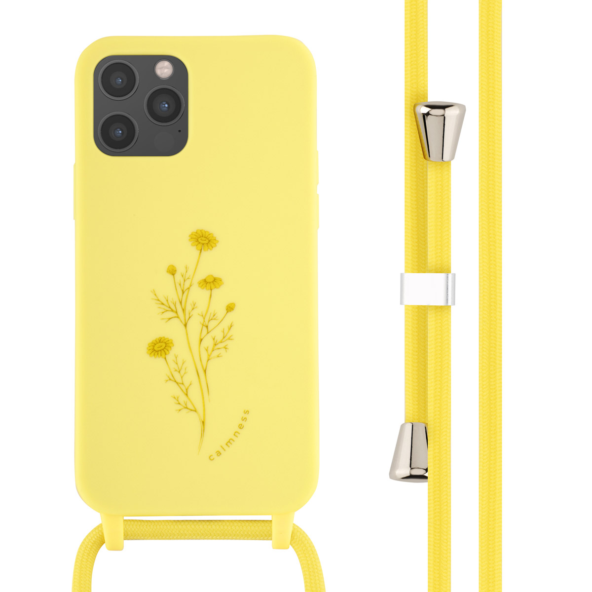 imoshion SilikonHülle design mit Band für das Apple iPhone 12 (Pro) - Flower Yellow