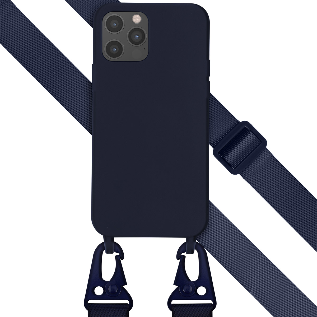 Selencia SilikonHülle mit abnehmbarem Band für das Apple iPhone 12 (Pro) - Dunkelblau