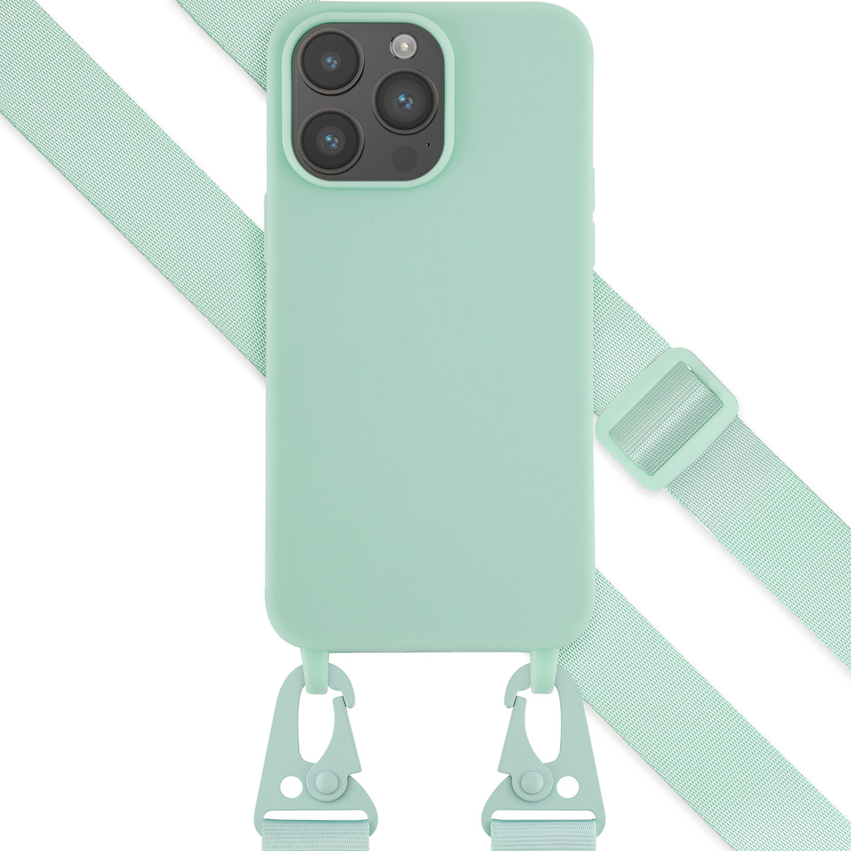 Selencia SilikonHülle mit abnehmbarem Band für das Apple iPhone 14 Pro Max - Türkis