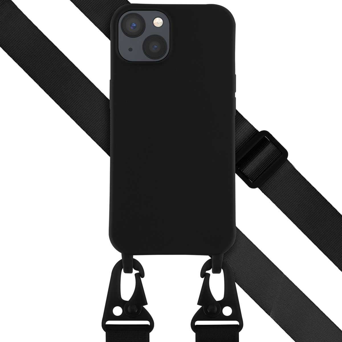 Selencia SilikonHülle mit abnehmbarem Band für das Apple iPhone 13 - Schwarz