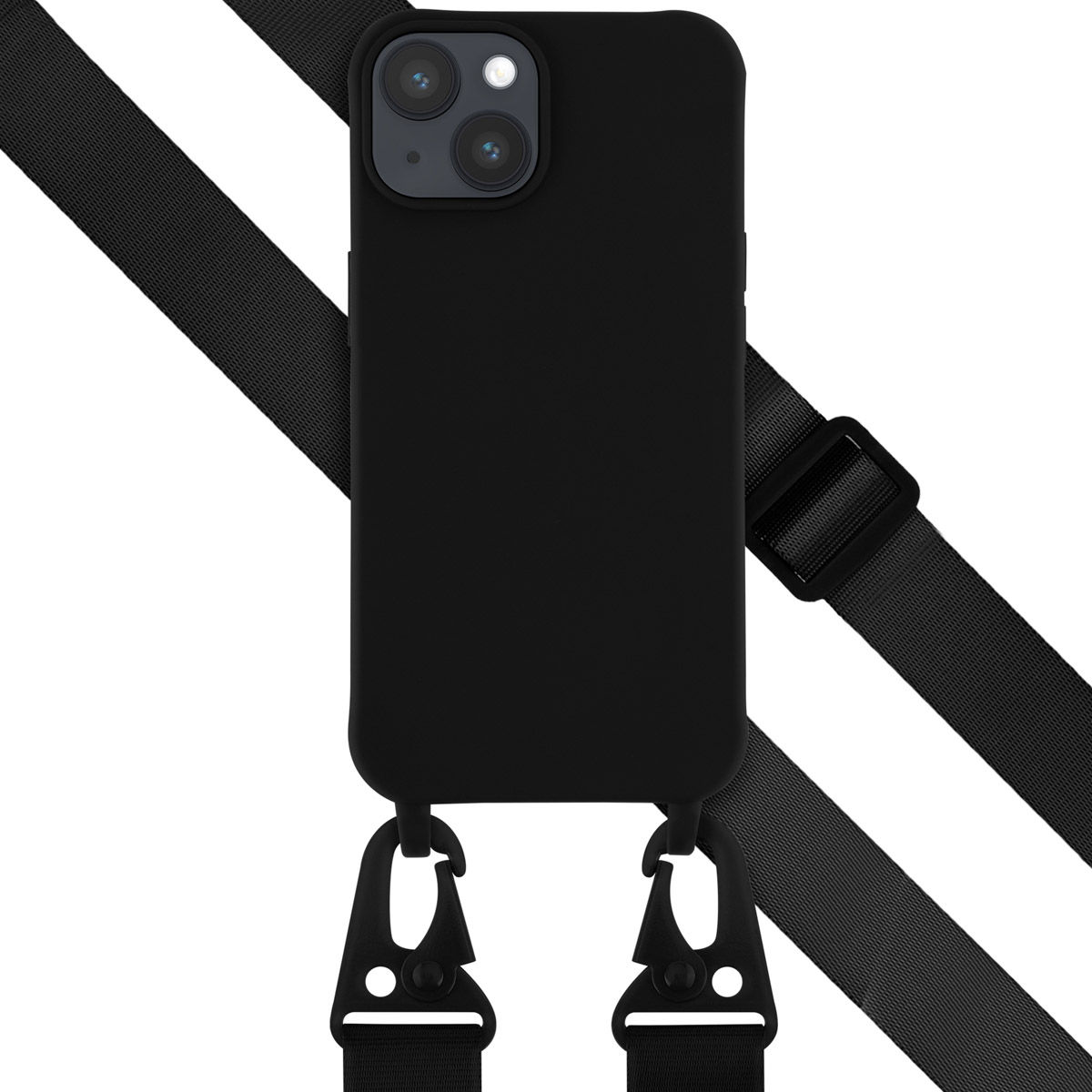 Selencia SilikonHülle mit abnehmbarem Band für das Apple iPhone 14 - Schwarz