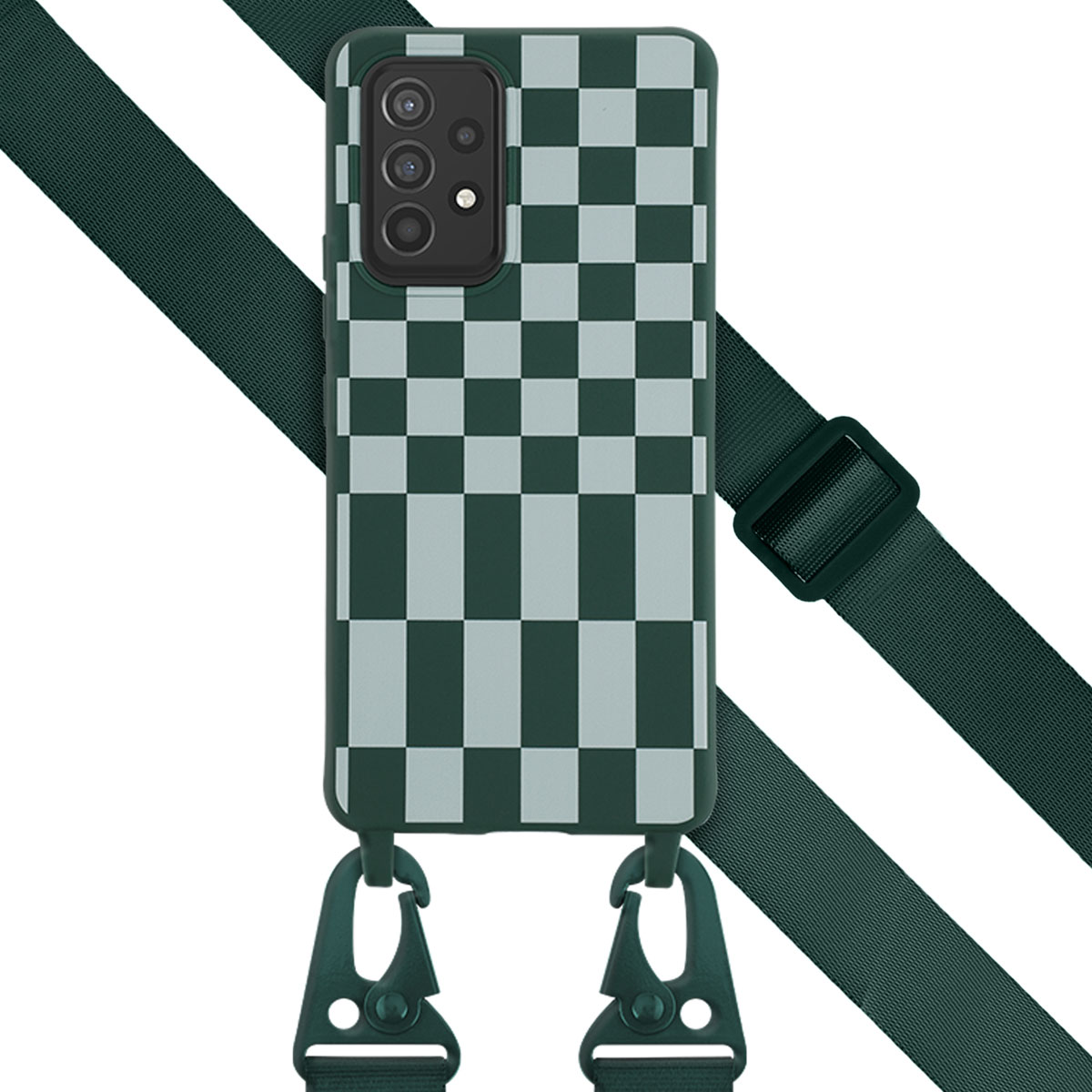 Selencia SilikonHülle design mit abnehmbarem Band für das Samsung Galaxy A53 - Irregular Check Green