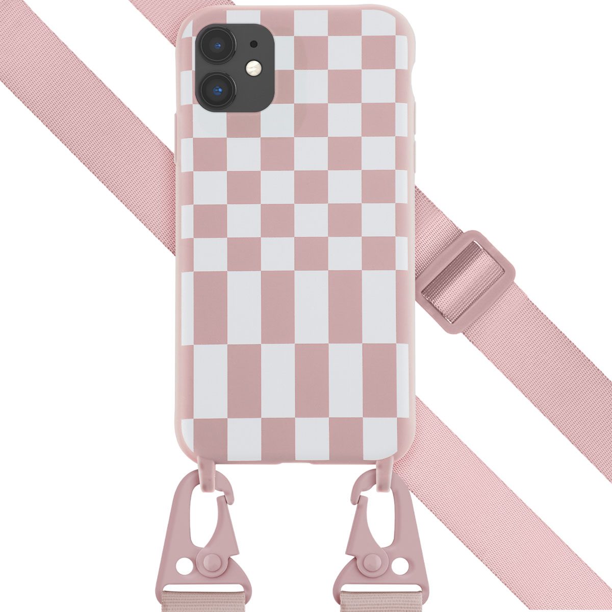 Selencia SilikonHülle design mit abnehmbarem Band für das Apple iPhone 11 - Irregular Check Sand Pink