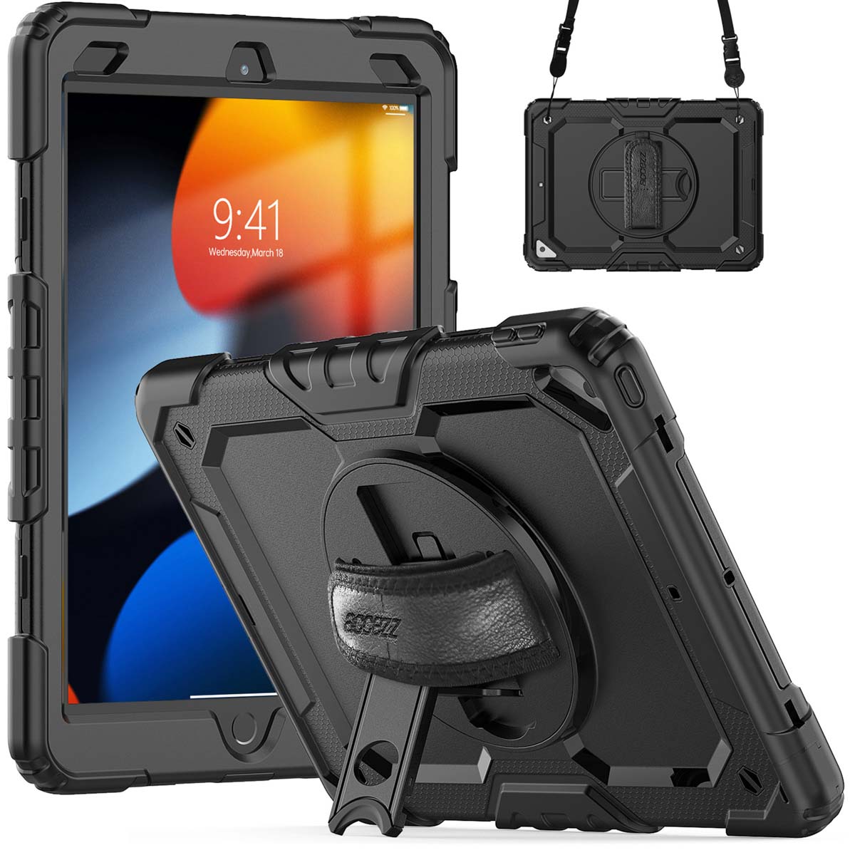 Accezz Robustes Back Cover mit Schultergurt für das Apple iPad Air 3 (2019) / Pro 10.5 (2017) - Schwarz