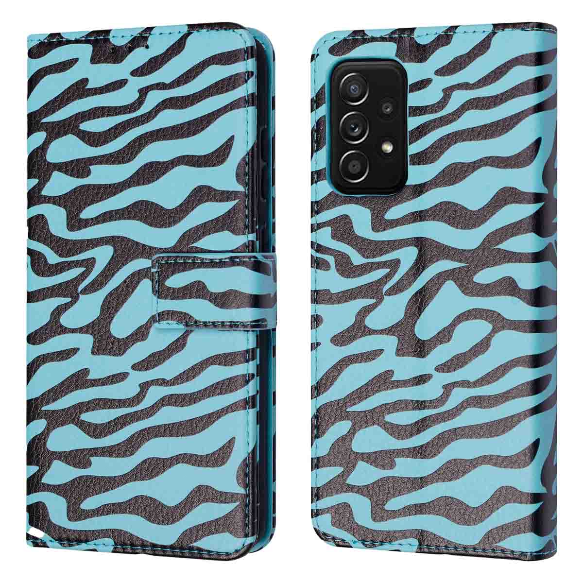 imoshion Design Klapphülle für das Samsung Galaxy A52(s) (5G/4G) - Black Blue Stripes
