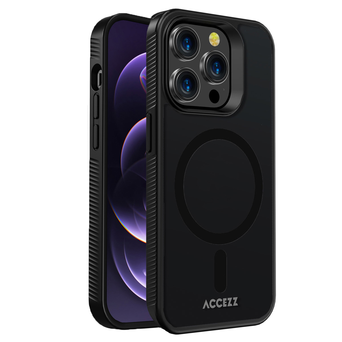 Accezz Rugged Frosted Back Cover mit MagSafe für das Apple iPhone 14 Pro Max - Schwarz
