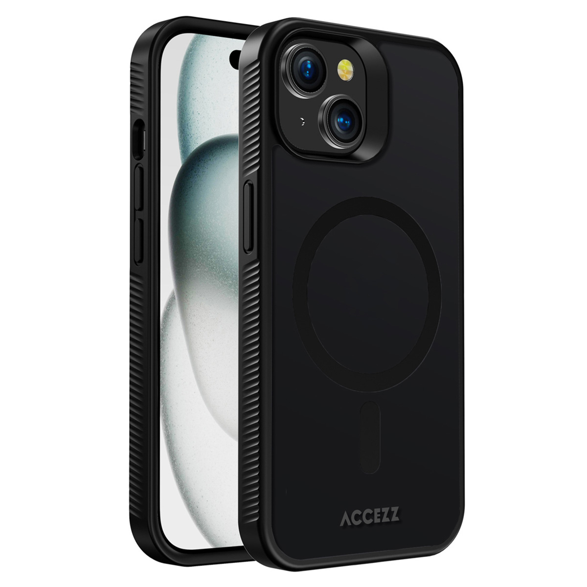 Accezz Rugged Frosted Back Cover mit MagSafe für das Apple iPhone 15 Plus - Schwarz