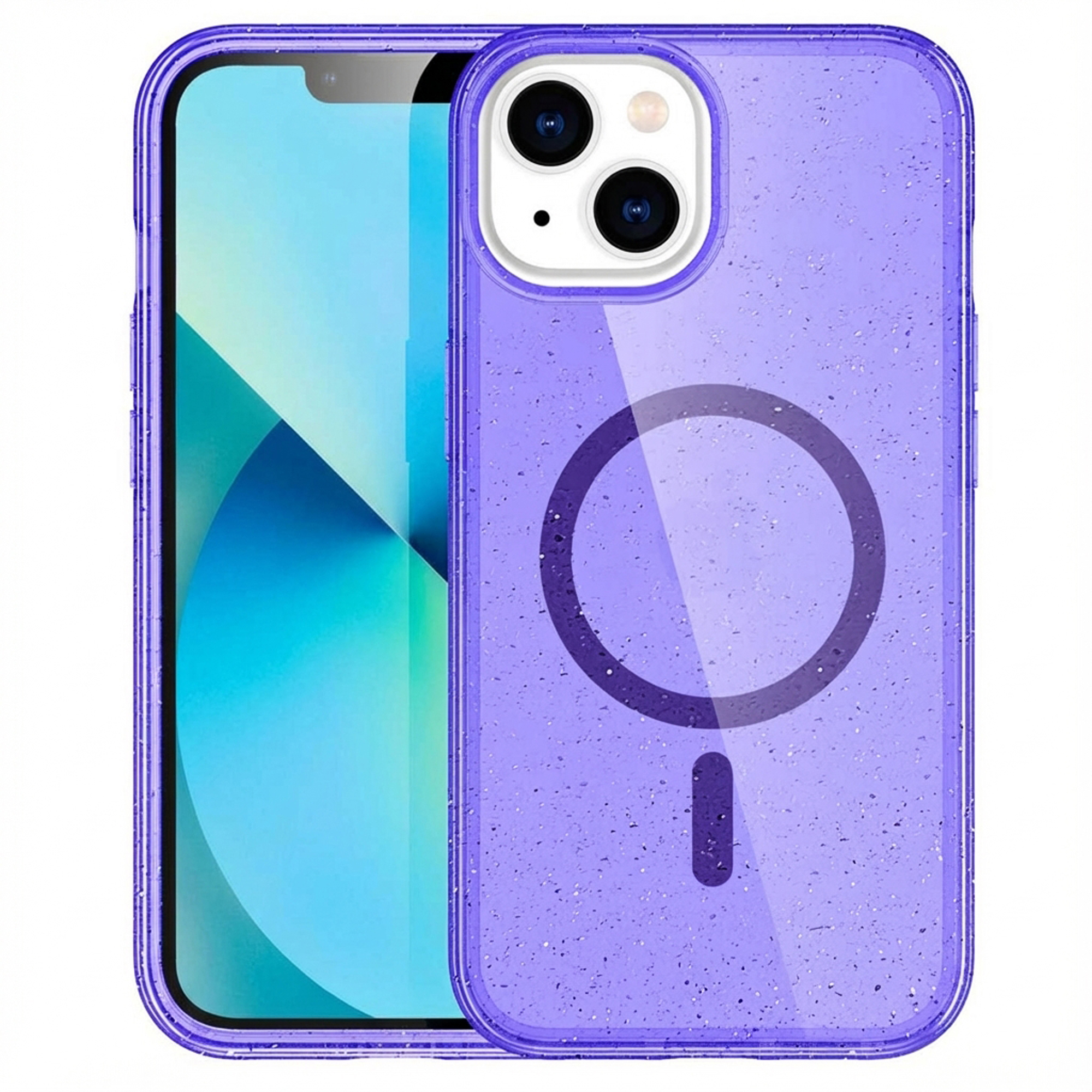 imoshion Sparkle Back Cover mit MagSafe für das Apple iPhone 14 - Glitzer Violett