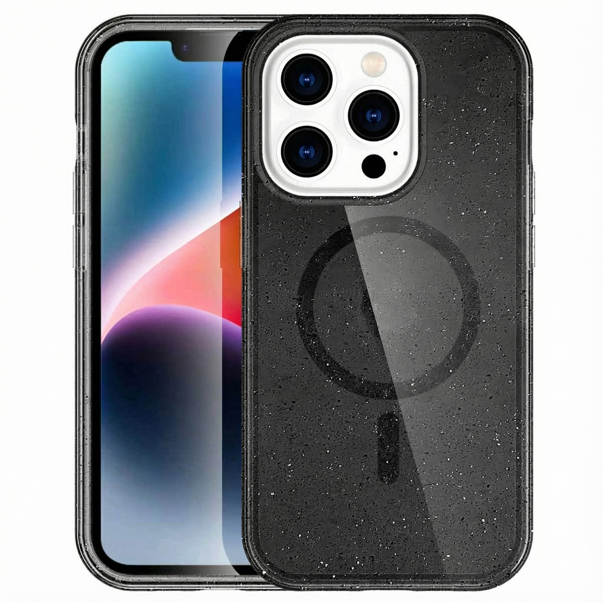 imoshion Sparkle Back Cover mit MagSafe für das Apple iPhone 14 Pro - Glitter Schwarz