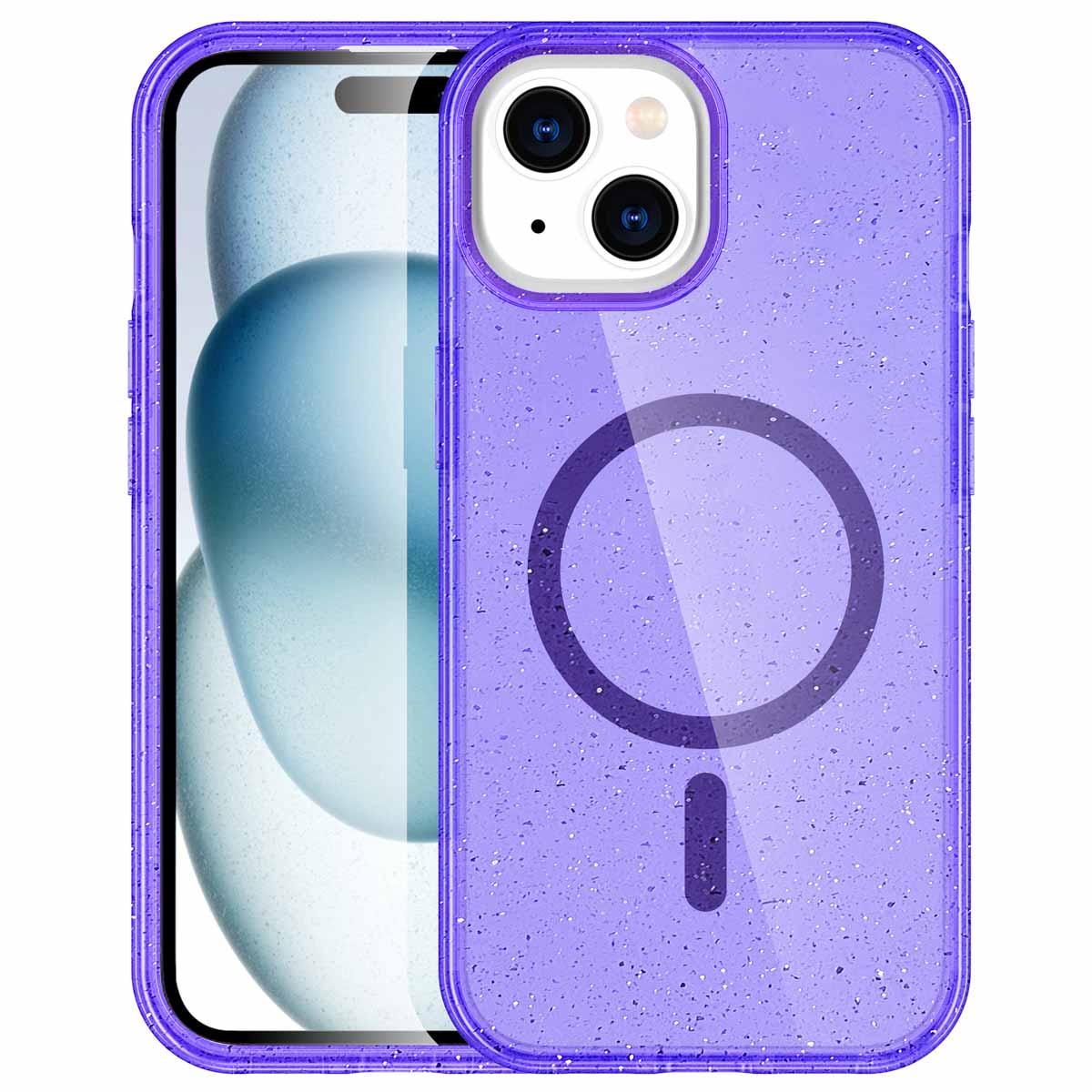 imoshion Sparkle Back Cover mit MagSafe für das Apple iPhone 15 - Glitzer Violett