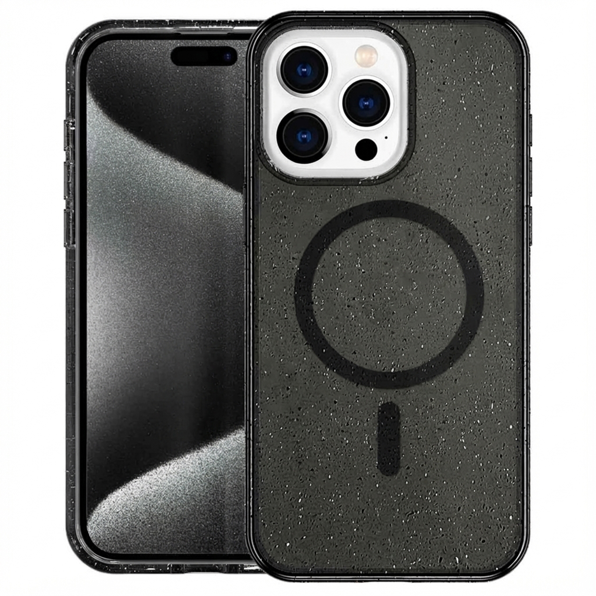 imoshion Sparkle Back Cover mit MagSafe für das Apple iPhone 15 Pro - Glitter Schwarz