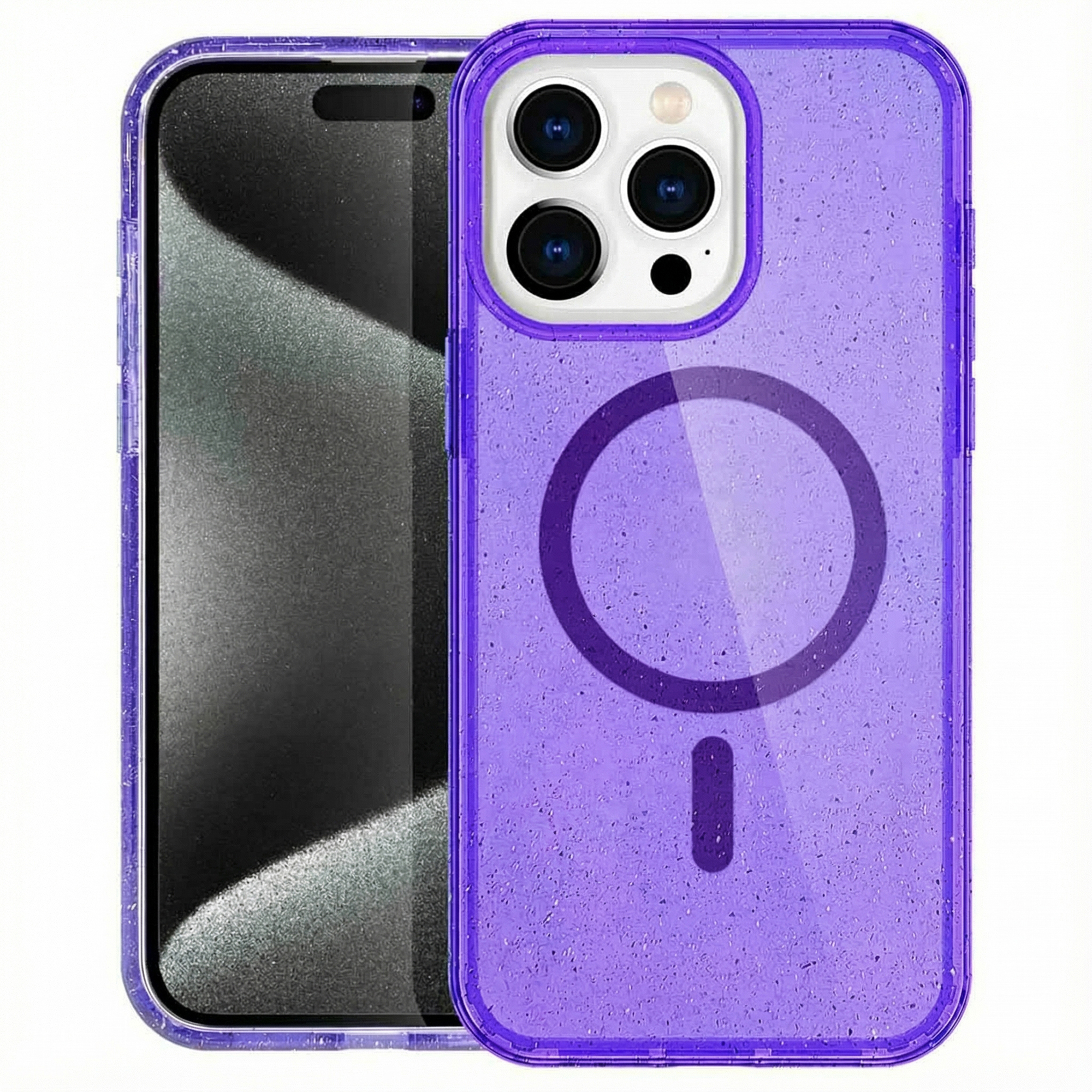 imoshion Sparkle Back Cover mit MagSafe für das Apple iPhone 15 Pro - Glitzer Violett