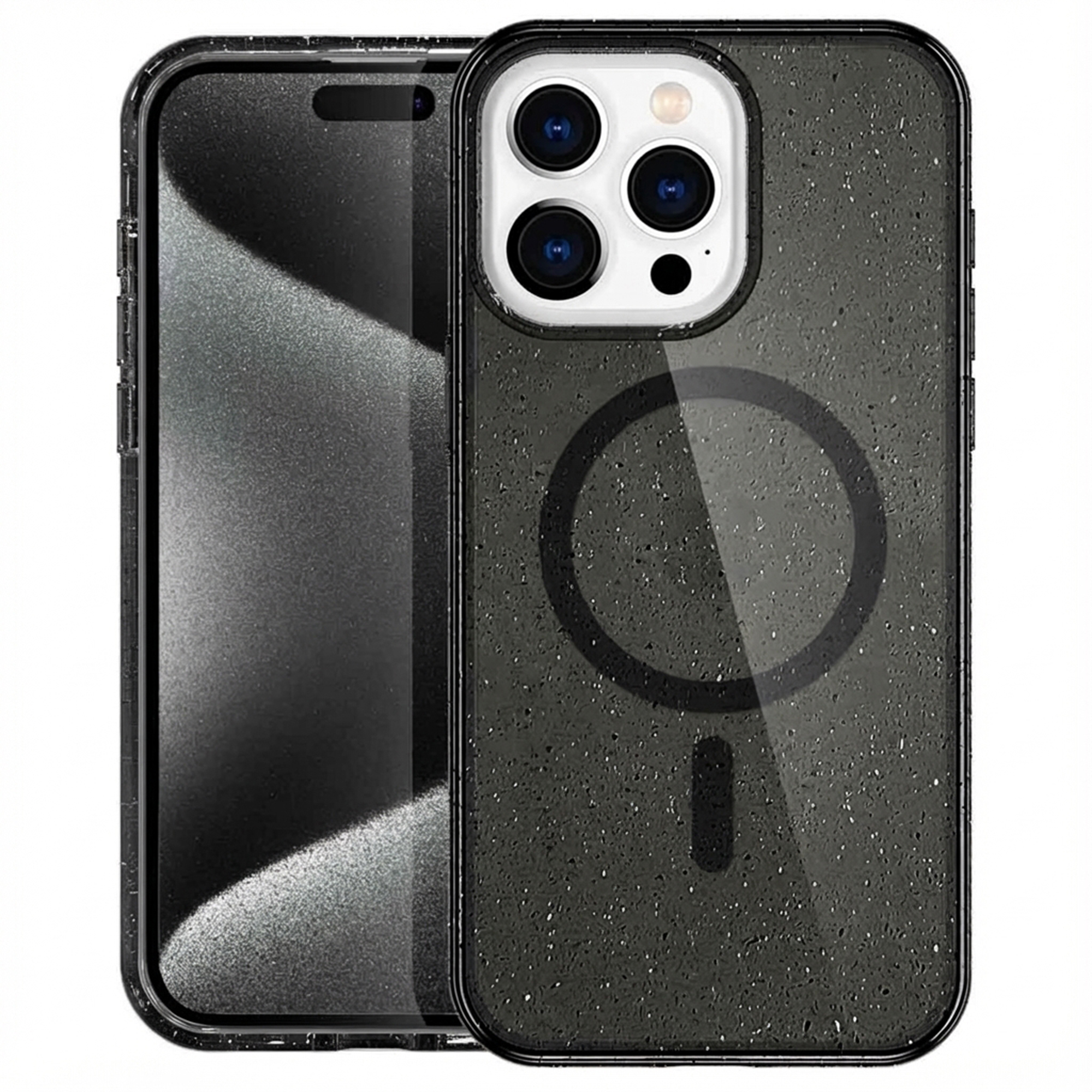 imoshion Sparkle Back Cover mit MagSafe für das Apple iPhone 15 Pro Max - Glitter Schwarz