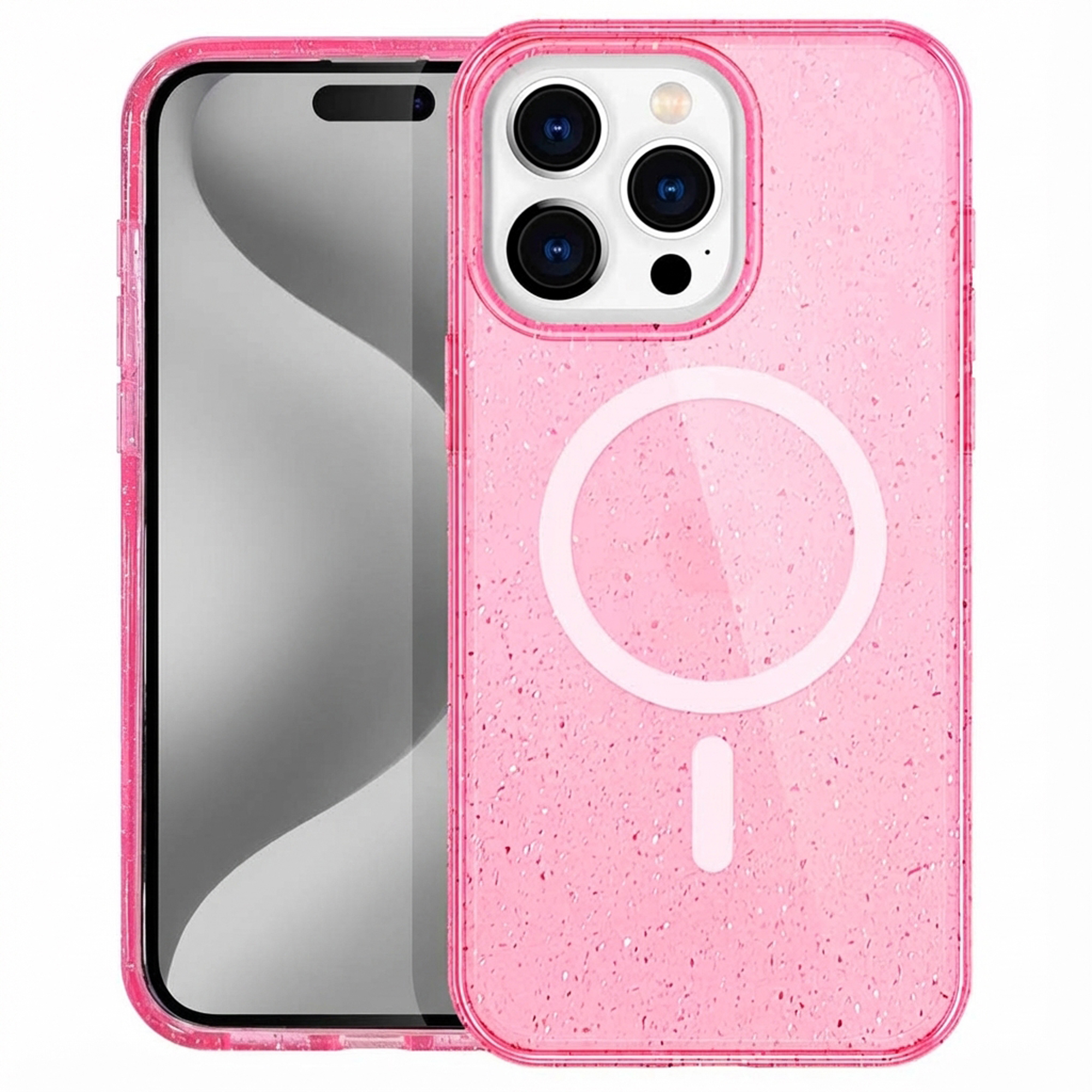 imoshion Sparkle Back Cover mit MagSafe für das Apple iPhone 15 Pro Max - Glitzer Rosa