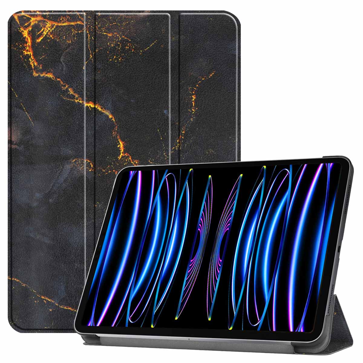 imoshion Design Trifold Klaphülle für das Apple iPad Pro 11 (2022/2021) - Black Marble