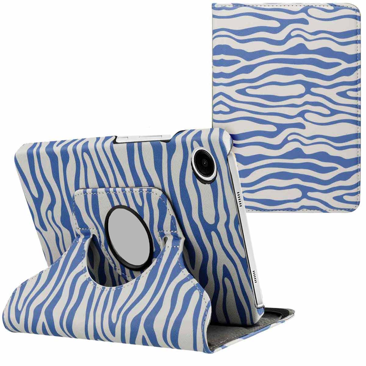 imoshion 360° drehbare Design Klapphülle für das Samsung Galaxy Tab A9 Plus - White Blue Stripes