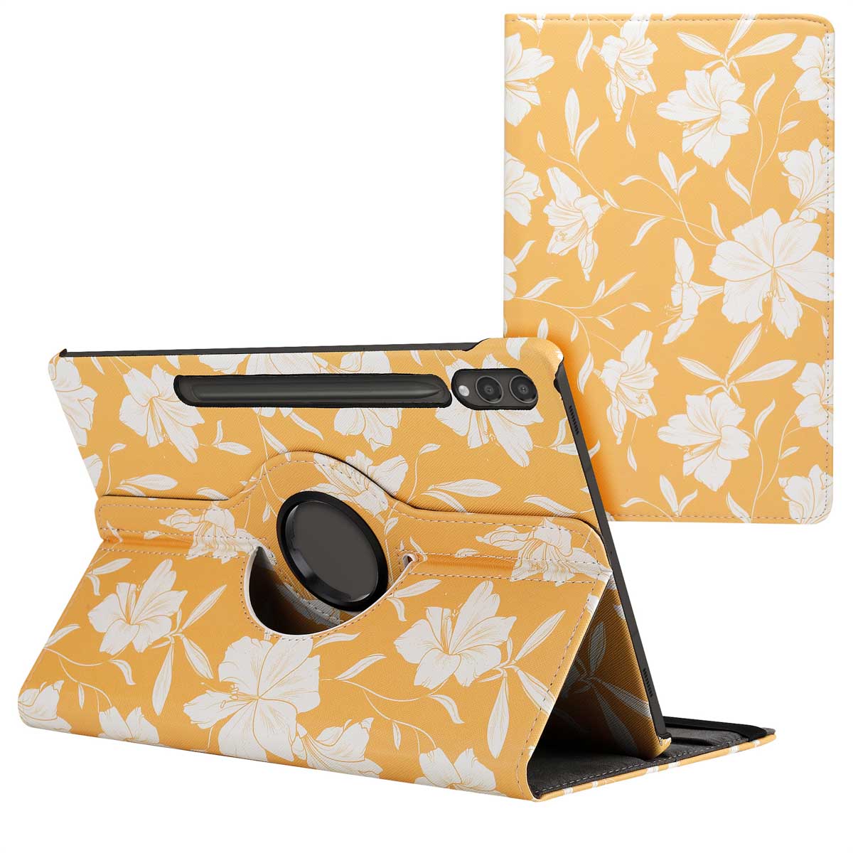 imoshion 360° drehbare Design Klapphülle für das Samsung Galaxy Tab S10 Plus / Tab S9 FE Plus / Tab S9 Plus - Yellow Flowers