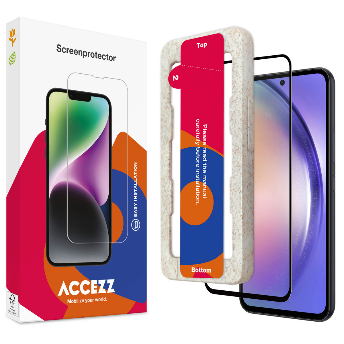 Accezz Vollflächige Schutzfolie aus gehärtetem Glas mit Applikator für das Samsung Galaxy A54 (5G) / S23 FE