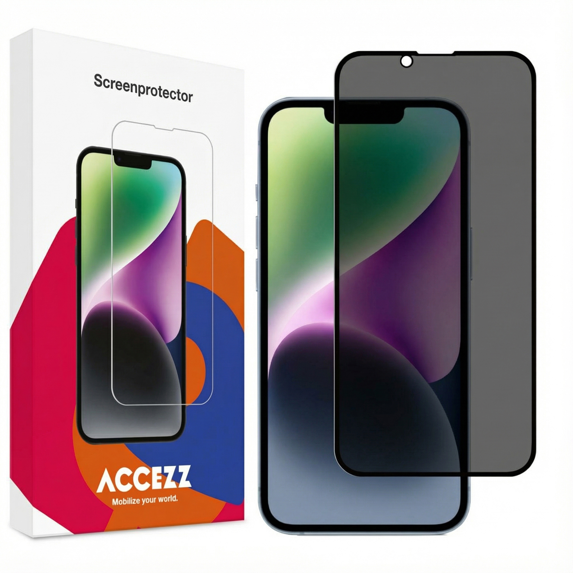 Accezz Privacy Displayschutz aus gehärtetem Glas für das Apple iPhone 17e / 16e / 14 / 13 / 13 Pro