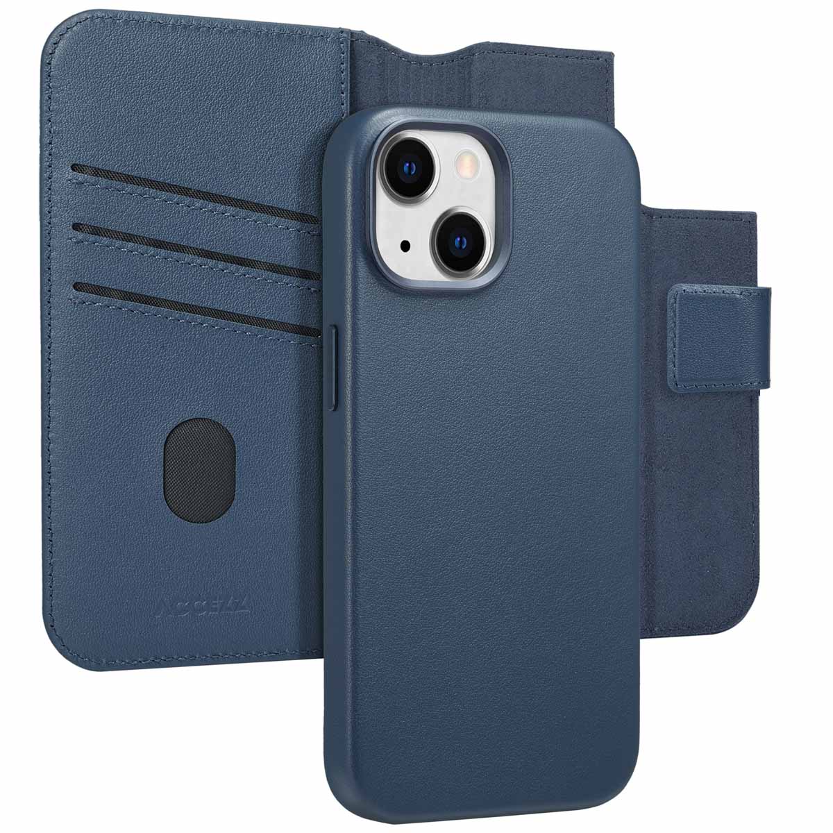 Accezz 2-in-1 Klapphülle aus Leder mit MagSafe für das Apple iPhone 15 - Nightfall Blue