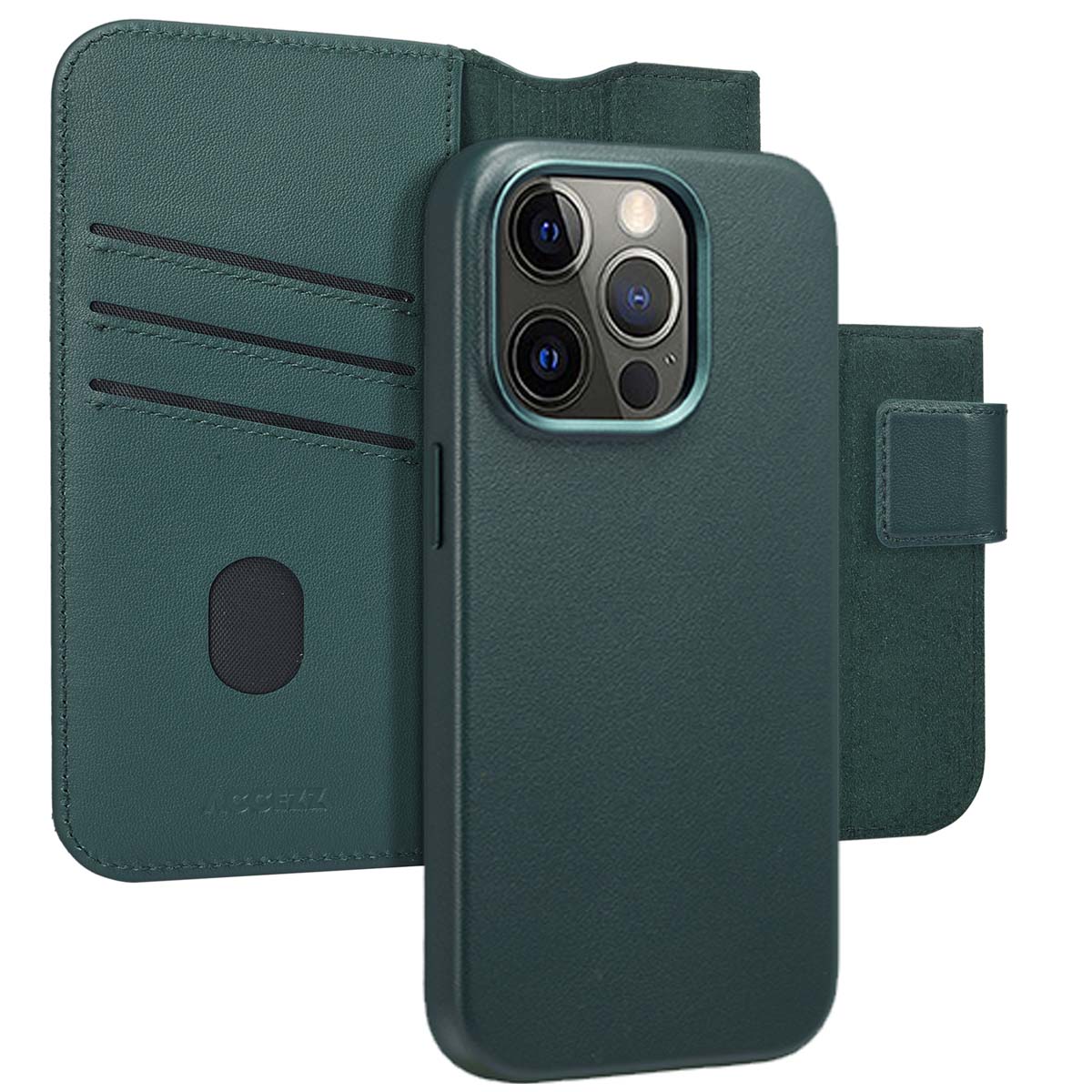 Accezz 2-in-1 Klapphülle aus Leder mit MagSafe für das Apple iPhone 14 Pro - Cedar Green