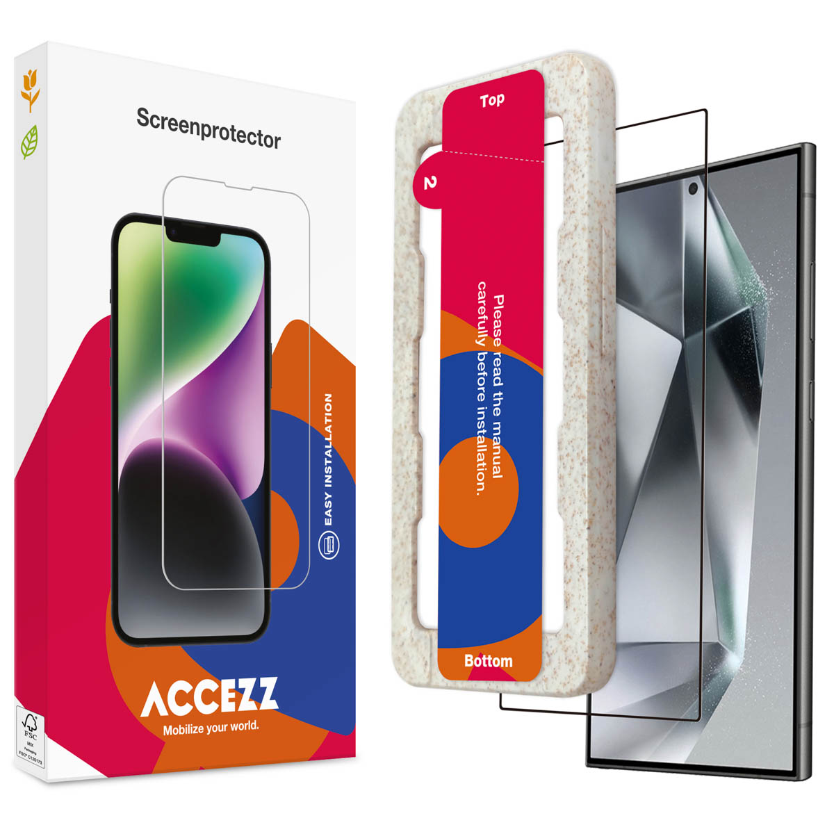 Accezz Vollflächige Schutzfolie aus gehärtetem Glas mit Applikator für das Samsung Galaxy S24 Ultra