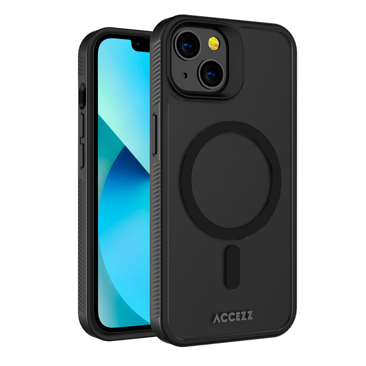 Accezz Rugged Frosted Back Cover mit MagSafe für das Apple iPhone 13 - Schwarz