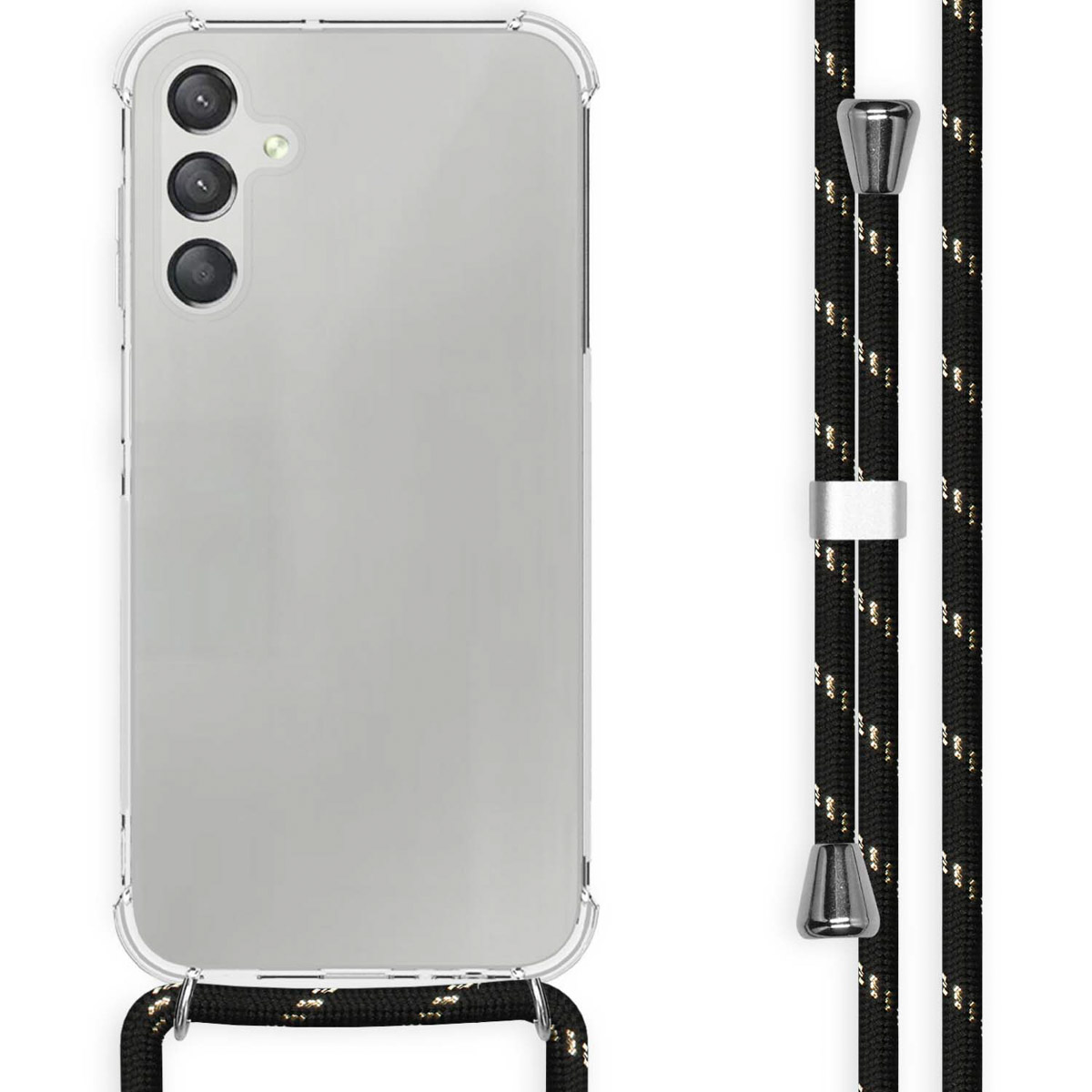 imoshion Transparentes Backcover mit Band für das Samsung Galaxy A15 (5G/4G) - Schwarz / Gold