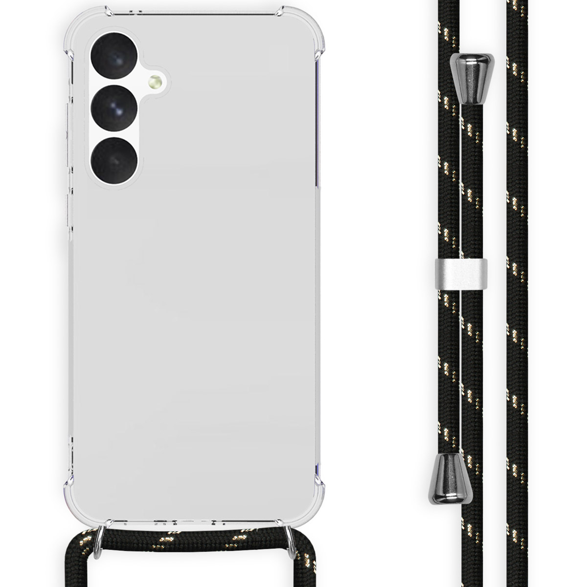 imoshion Transparentes Backcover mit Band für das Samsung Galaxy A55 - Schwarz / Gold