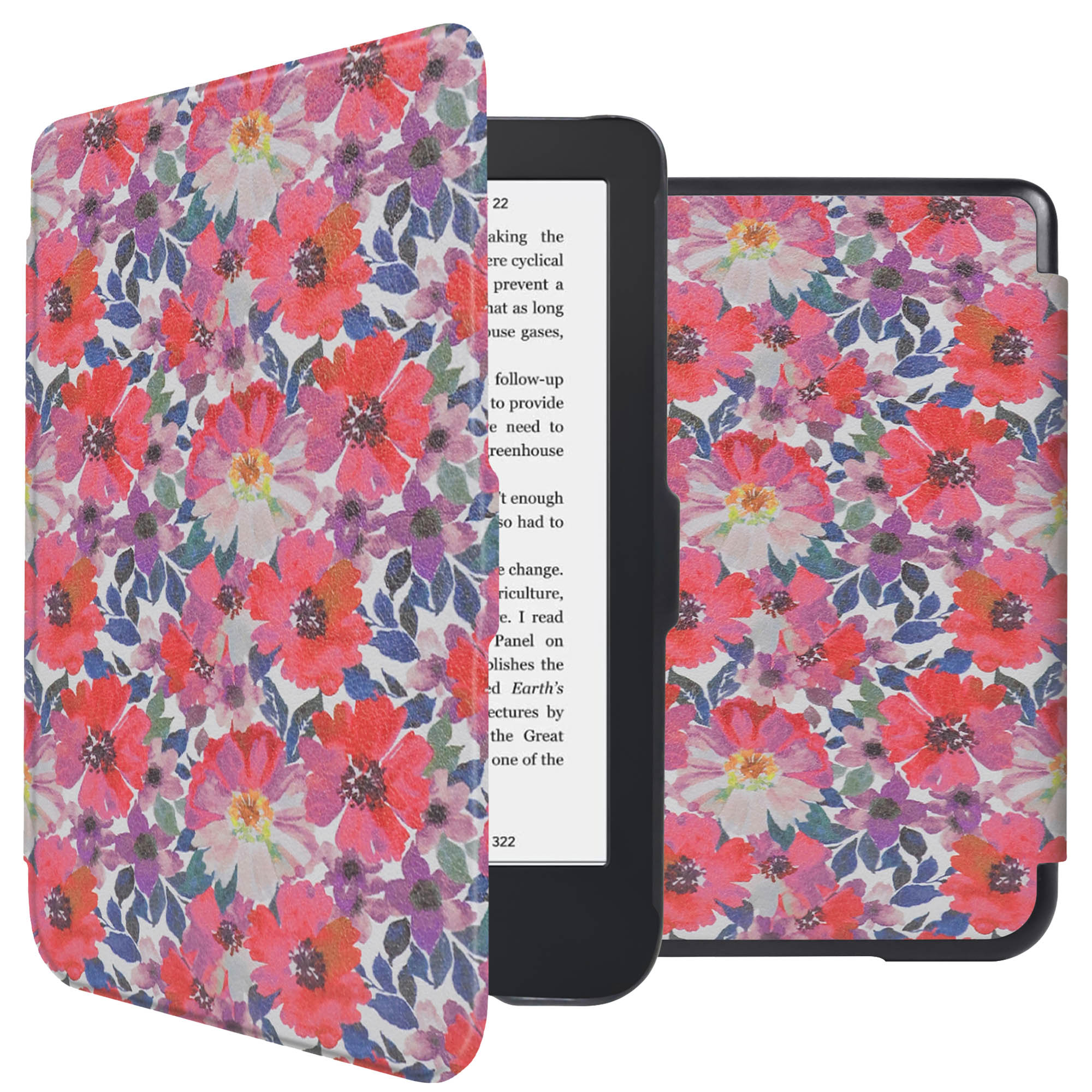 imoshion Design Slim Hard Case Klapphülle für das Kobo Clara 2E / Tolino Shine 4 - Flower Watercolor