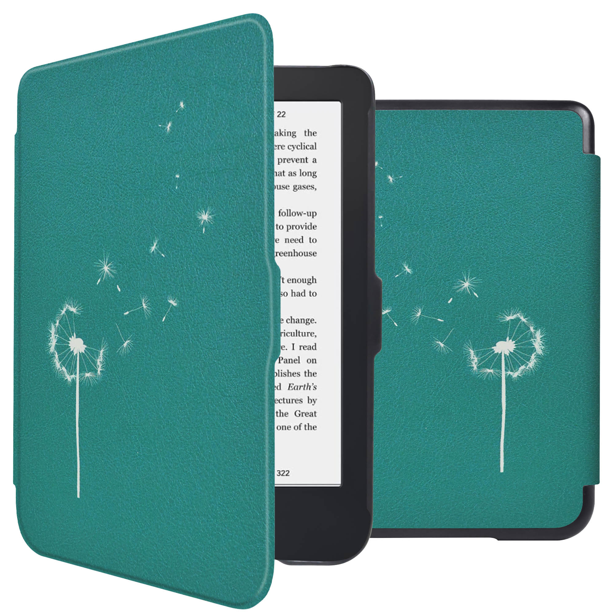 imoshion Design Slim Hard Case Klapphülle für das Kobo Clara 2E / Tolino Shine 4 - Green Dandelion