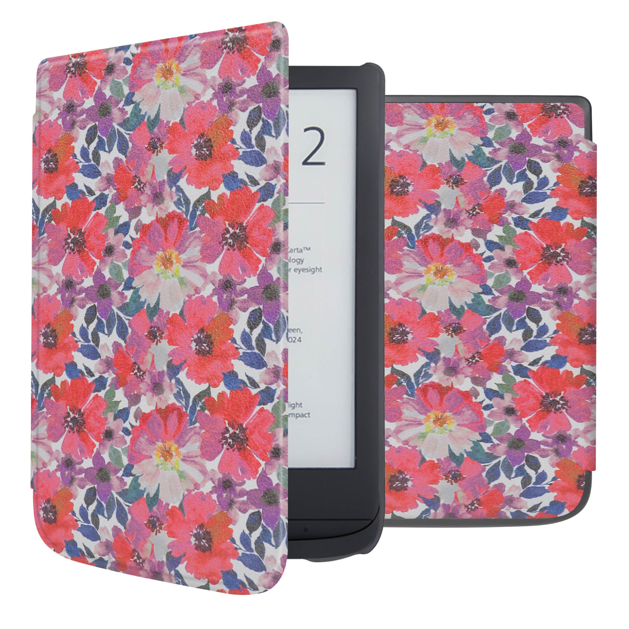 imoshion Design Slim Hard Case Klapphülle für das Pocketbook Touch Lux 5 / HD 3 / Basic Lux 4 / Vivlio Lux 5 - Flower Watercolor